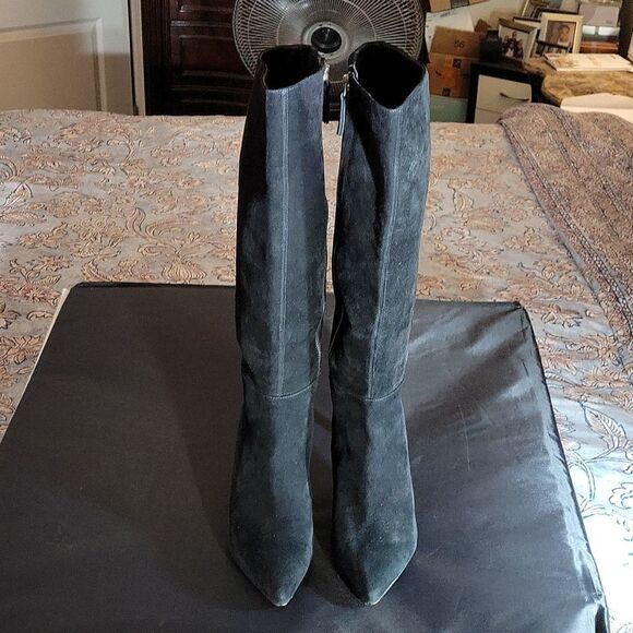 NINE WEST LONG BLACK SUEDE KNEE BOOT - Picture 1 of 16